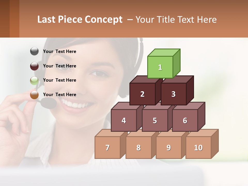 A Woman Wearing A Headset With A Business Card In Front Of Her PowerPoint Template