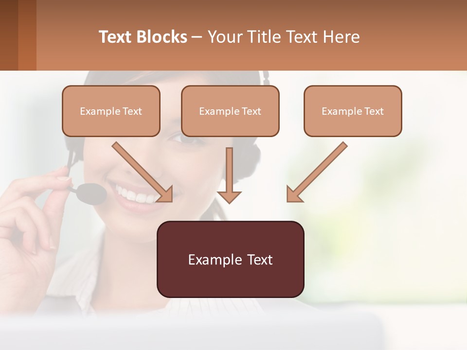 A Woman Wearing A Headset With A Business Card In Front Of Her PowerPoint Template
