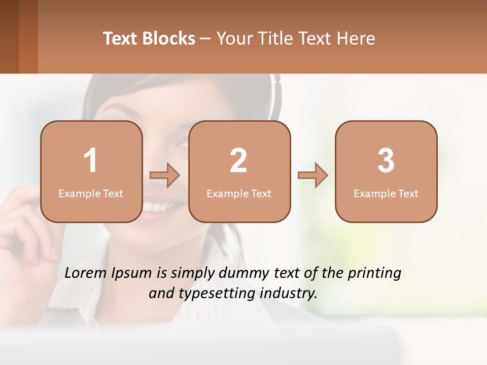 A Woman Wearing A Headset With A Business Card In Front Of Her PowerPoint Template