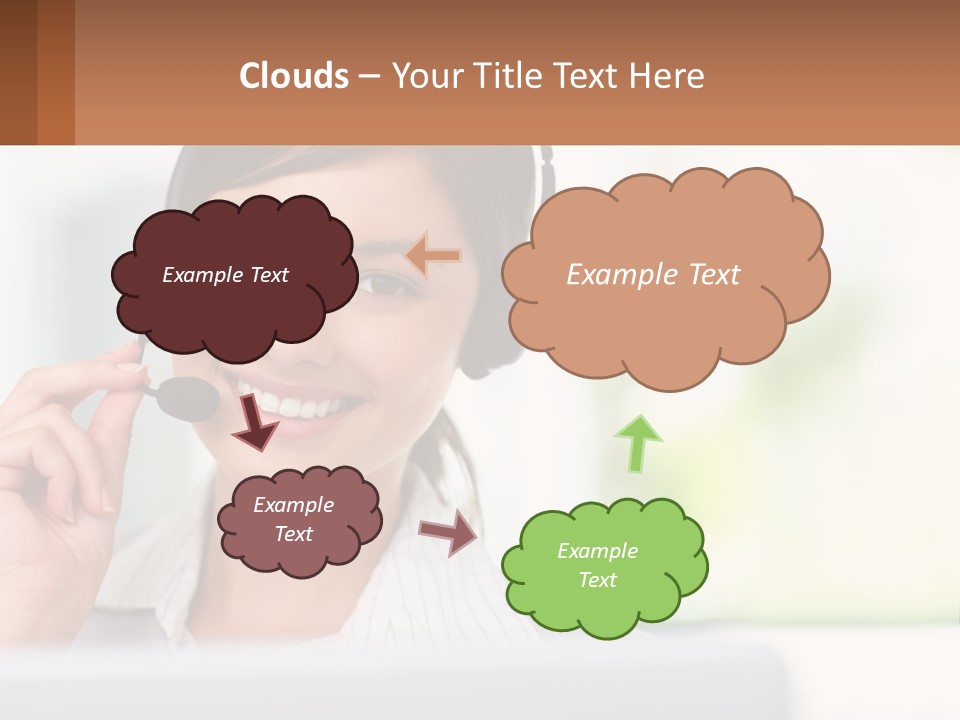 A Woman Wearing A Headset With A Business Card In Front Of Her PowerPoint Template