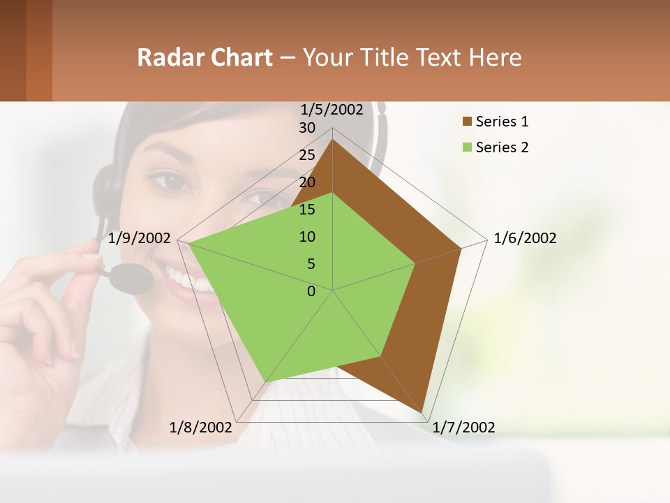 A Woman Wearing A Headset With A Business Card In Front Of Her PowerPoint Template