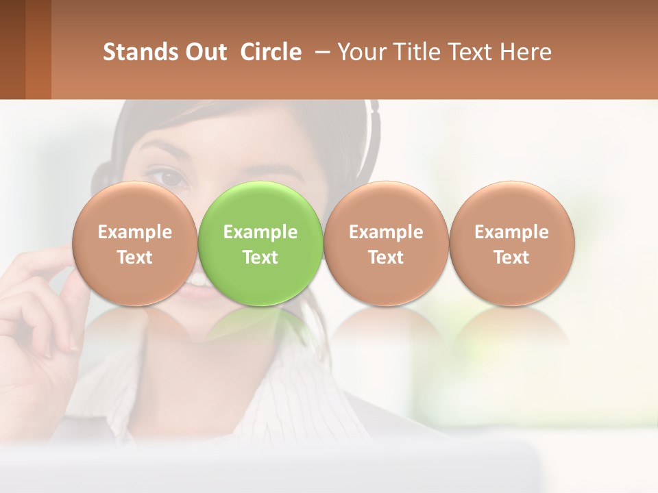 A Woman Wearing A Headset With A Business Card In Front Of Her PowerPoint Template