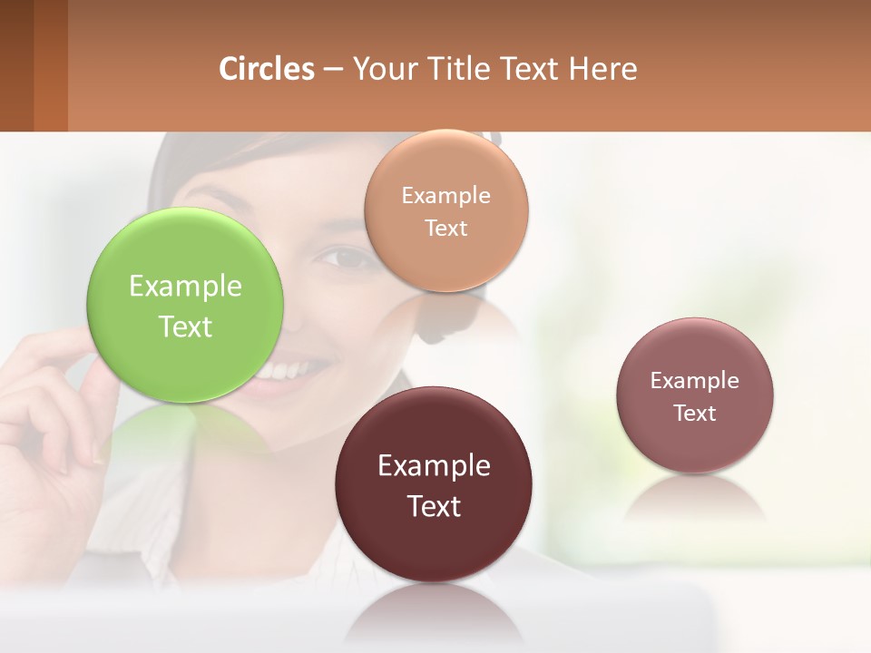 A Woman Wearing A Headset With A Business Card In Front Of Her PowerPoint Template