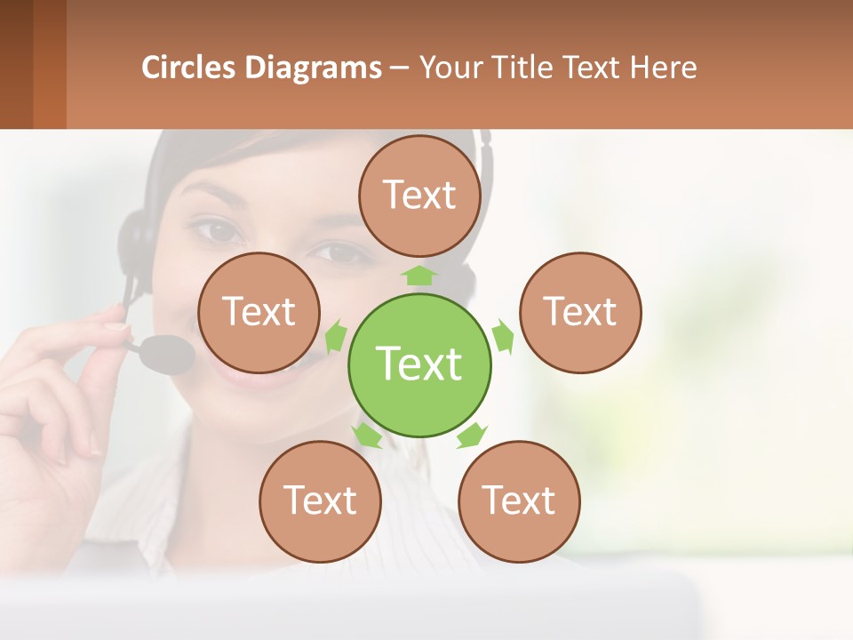 A Woman Wearing A Headset With A Business Card In Front Of Her PowerPoint Template