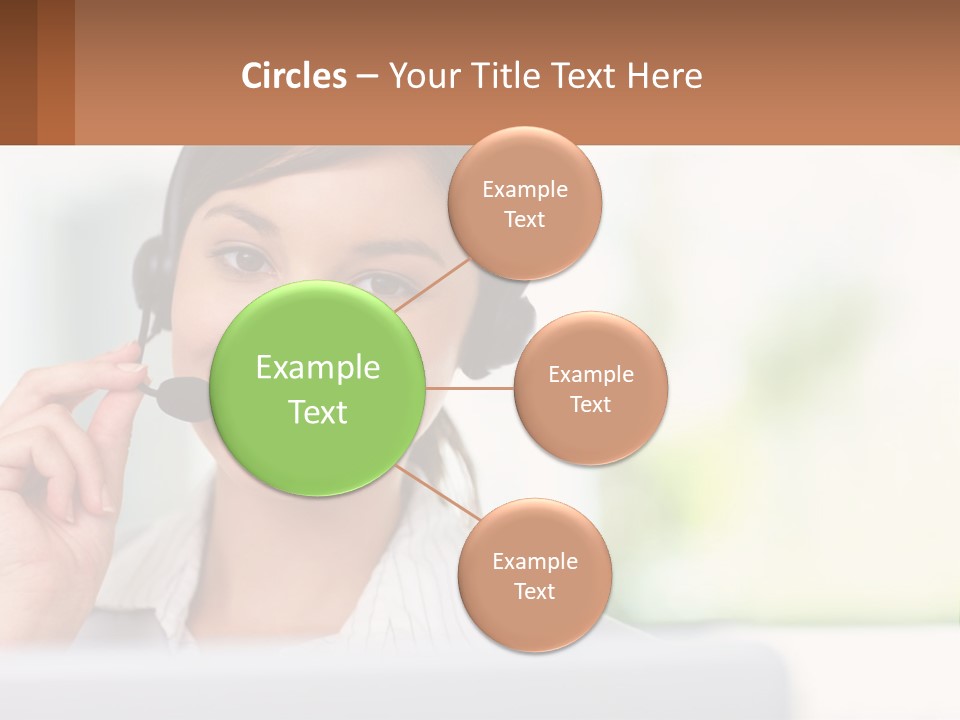 A Woman Wearing A Headset With A Business Card In Front Of Her PowerPoint Template