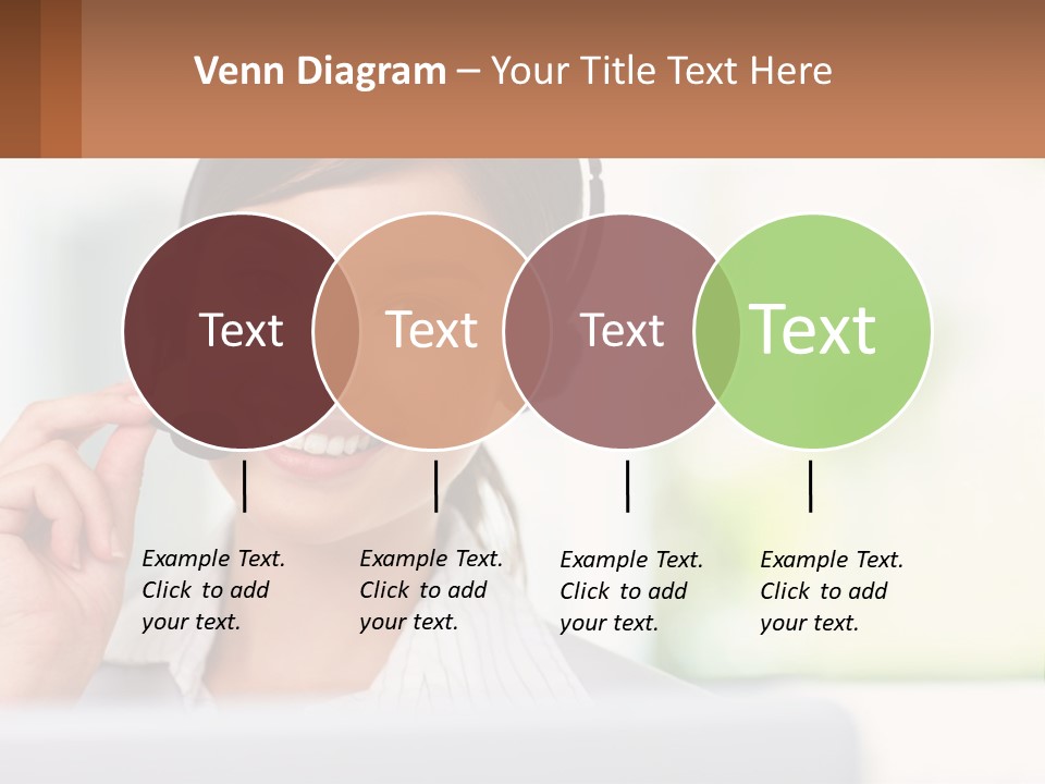 A Woman Wearing A Headset With A Business Card In Front Of Her PowerPoint Template