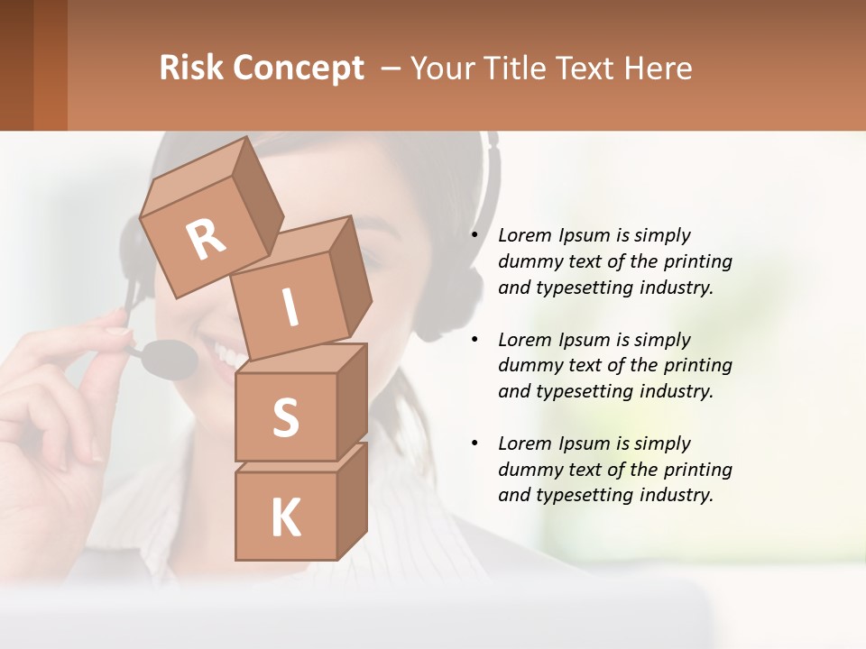 A Woman Wearing A Headset With A Business Card In Front Of Her PowerPoint Template