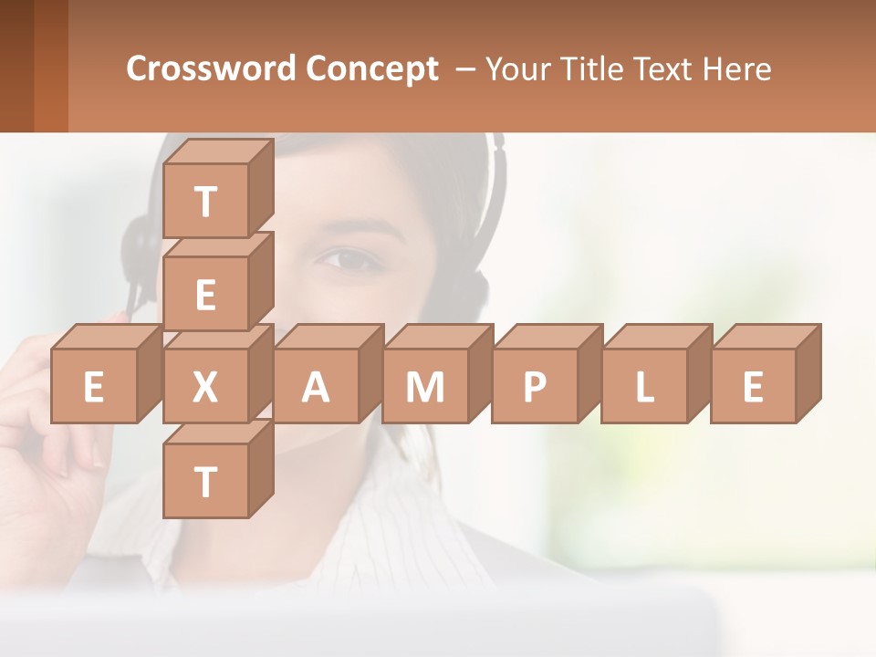 A Woman Wearing A Headset With A Business Card In Front Of Her PowerPoint Template