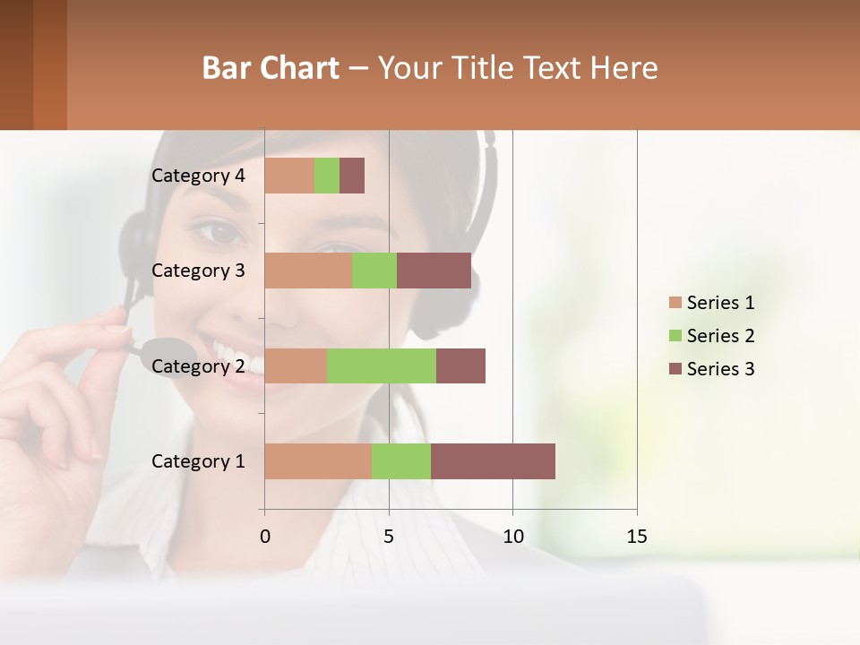 A Woman Wearing A Headset With A Business Card In Front Of Her PowerPoint Template