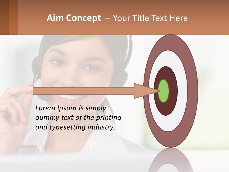 A Woman Wearing A Headset With A Business Card In Front Of Her PowerPoint Template