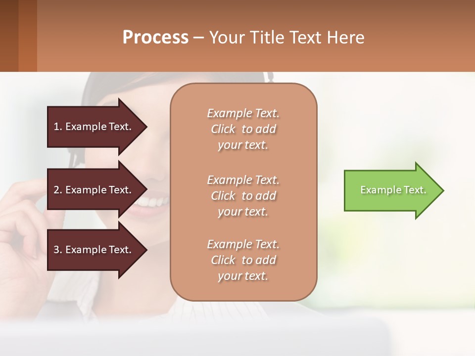 A Woman Wearing A Headset With A Business Card In Front Of Her PowerPoint Template