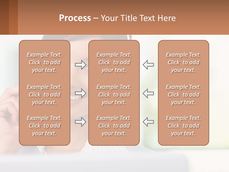A Woman Wearing A Headset With A Business Card In Front Of Her PowerPoint Template
