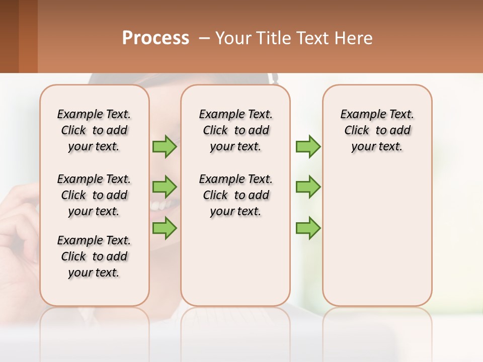 A Woman Wearing A Headset With A Business Card In Front Of Her PowerPoint Template