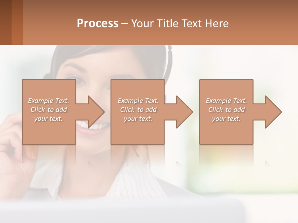 A Woman Wearing A Headset With A Business Card In Front Of Her PowerPoint Template