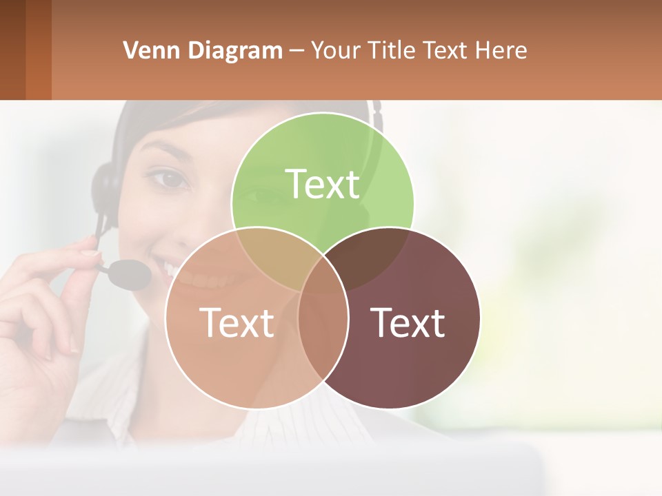 A Woman Wearing A Headset With A Business Card In Front Of Her PowerPoint Template