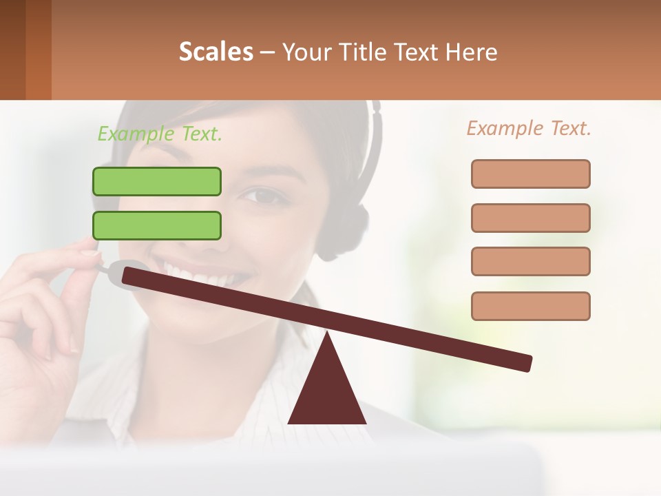 A Woman Wearing A Headset With A Business Card In Front Of Her PowerPoint Template