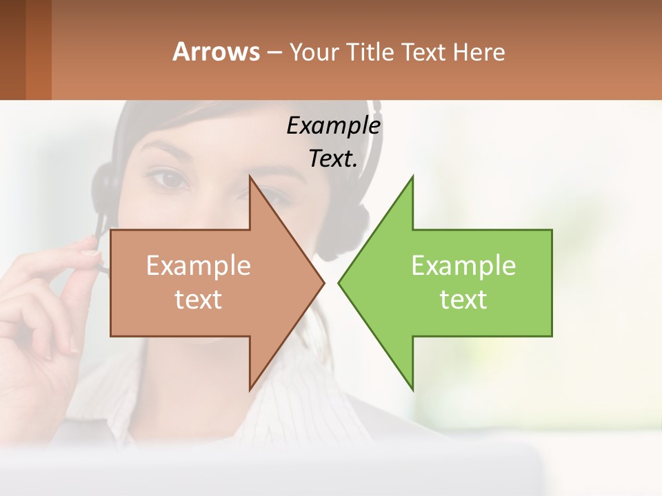 A Woman Wearing A Headset With A Business Card In Front Of Her PowerPoint Template