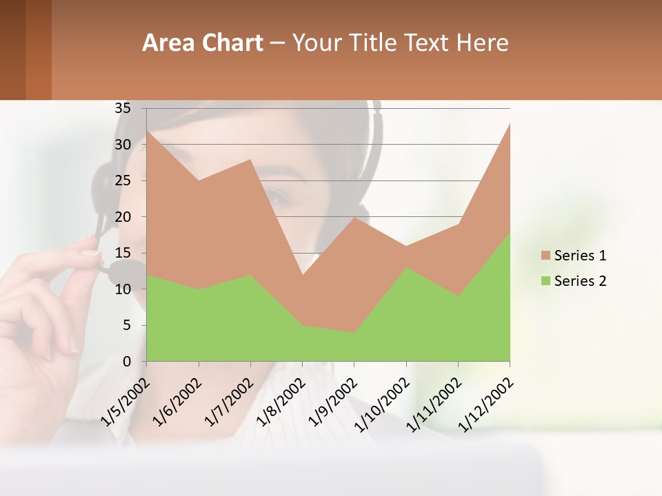 A Woman Wearing A Headset With A Business Card In Front Of Her PowerPoint Template