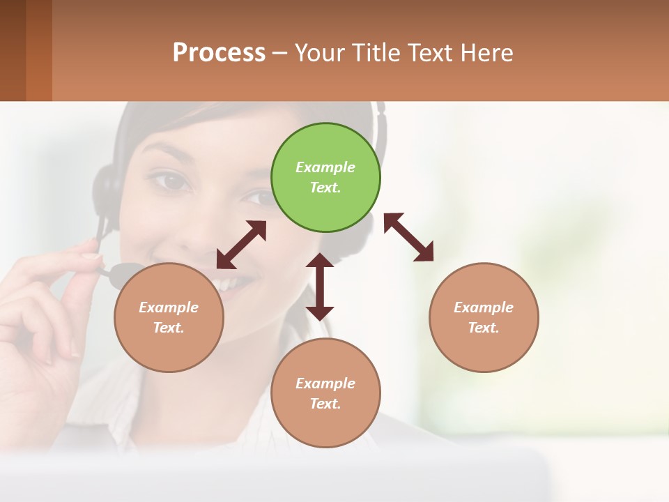 A Woman Wearing A Headset With A Business Card In Front Of Her PowerPoint Template