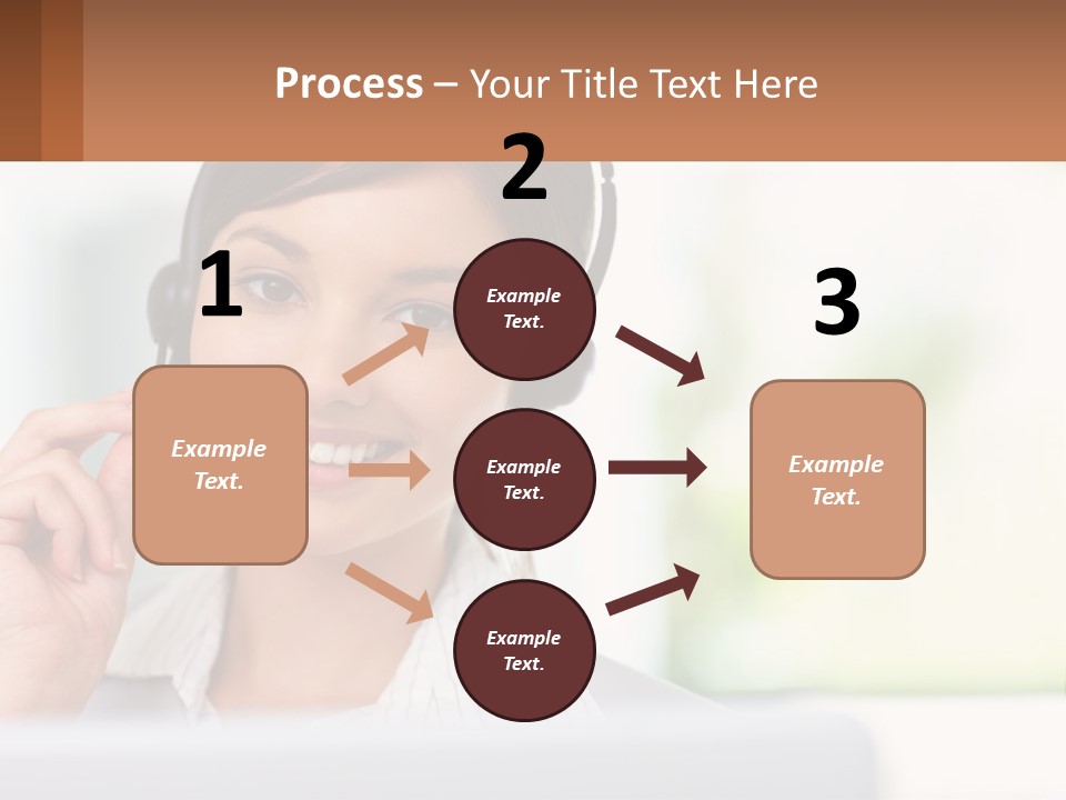 A Woman Wearing A Headset With A Business Card In Front Of Her PowerPoint Template