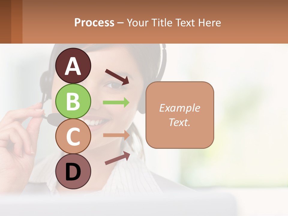 A Woman Wearing A Headset With A Business Card In Front Of Her PowerPoint Template