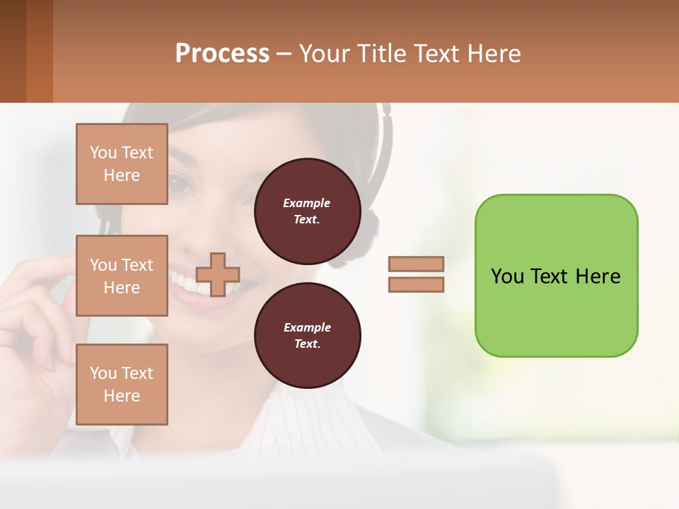 A Woman Wearing A Headset With A Business Card In Front Of Her PowerPoint Template