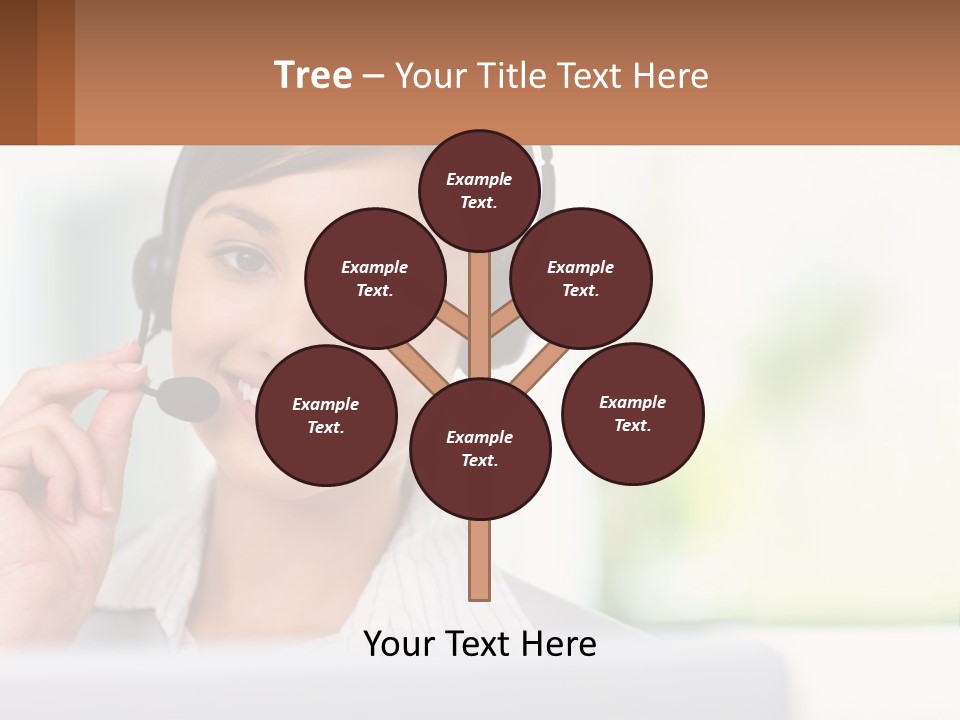 A Woman Wearing A Headset With A Business Card In Front Of Her PowerPoint Template