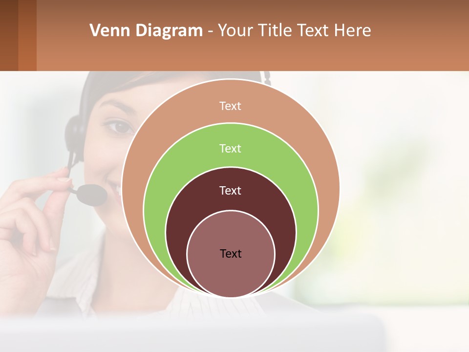 A Woman Wearing A Headset With A Business Card In Front Of Her PowerPoint Template