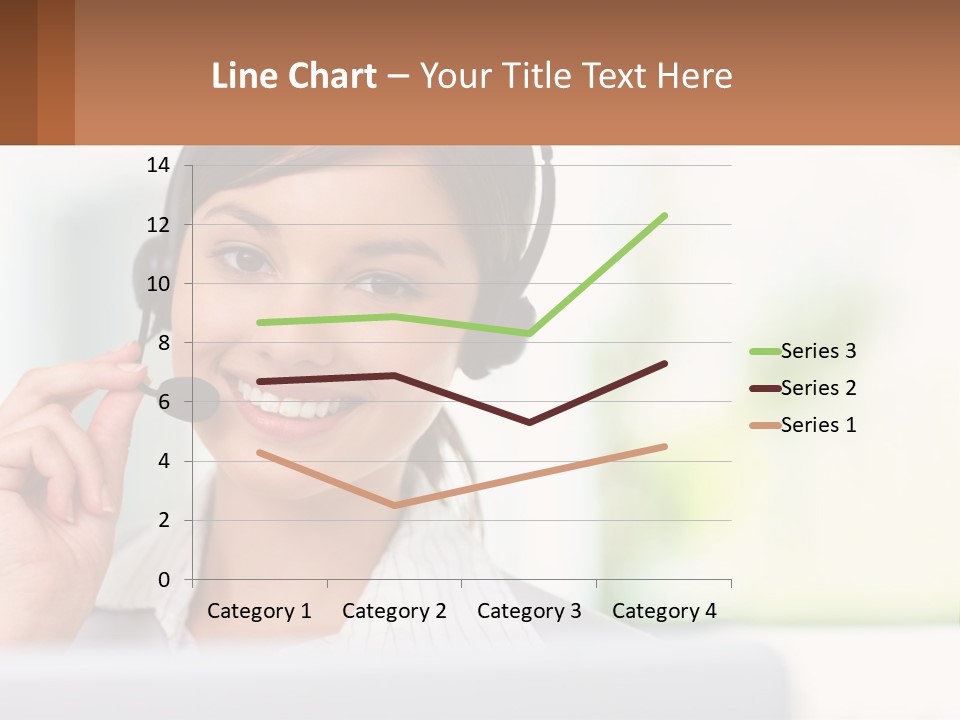 A Woman Wearing A Headset With A Business Card In Front Of Her PowerPoint Template