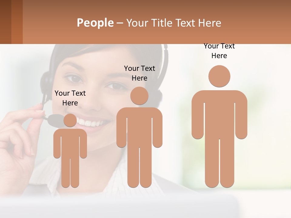 A Woman Wearing A Headset With A Business Card In Front Of Her PowerPoint Template