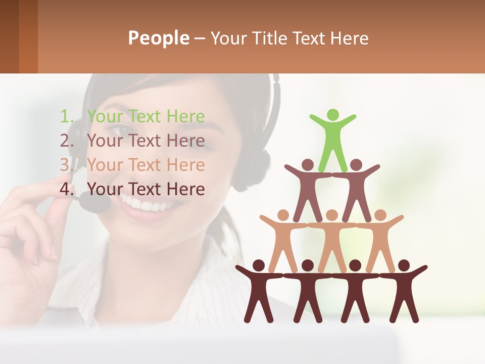 A Woman Wearing A Headset With A Business Card In Front Of Her PowerPoint Template