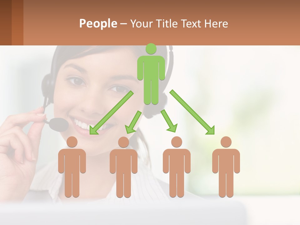 A Woman Wearing A Headset With A Business Card In Front Of Her PowerPoint Template