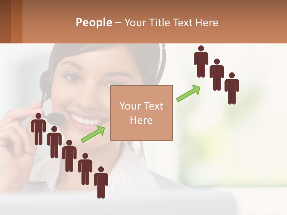 A Woman Wearing A Headset With A Business Card In Front Of Her PowerPoint Template