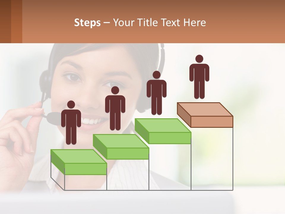 A Woman Wearing A Headset With A Business Card In Front Of Her PowerPoint Template