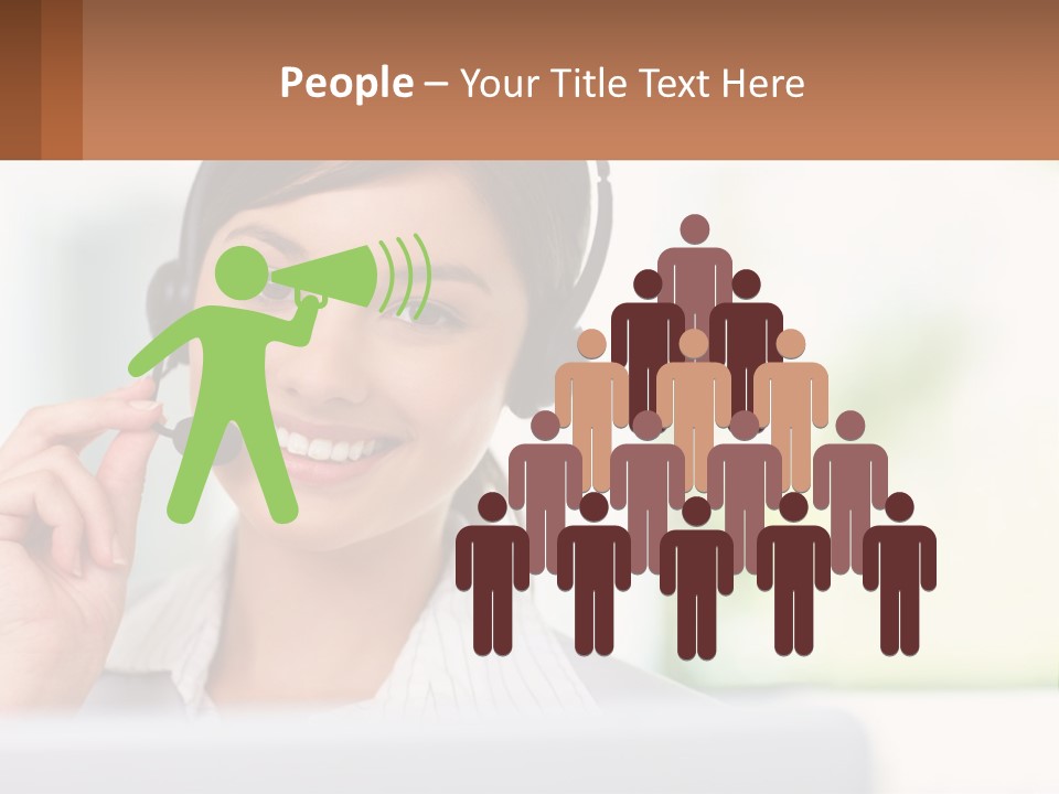 A Woman Wearing A Headset With A Business Card In Front Of Her PowerPoint Template