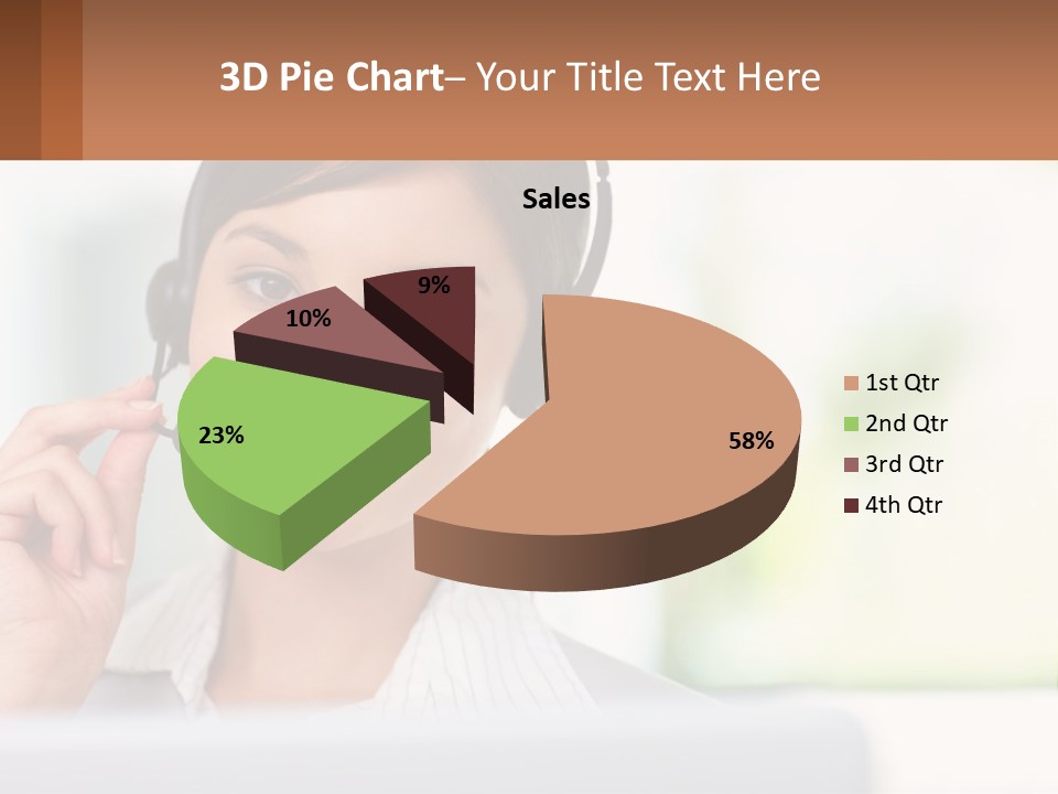 A Woman Wearing A Headset With A Business Card In Front Of Her PowerPoint Template