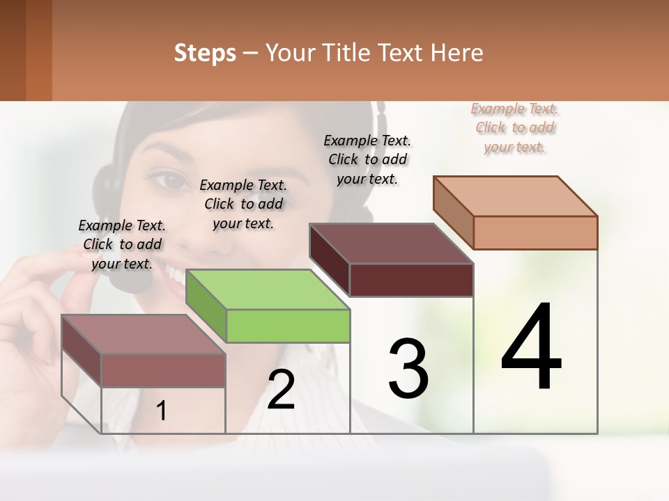 A Woman Wearing A Headset With A Business Card In Front Of Her PowerPoint Template