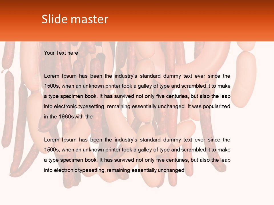 A Group Of Sausages Hanging From The Ceiling PowerPoint Template