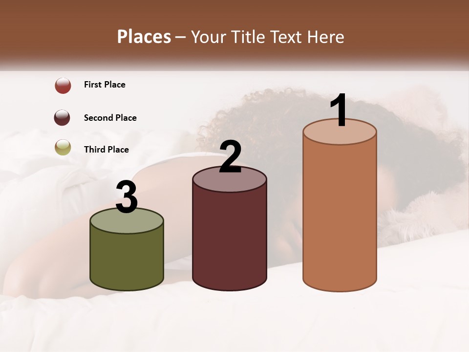 A Woman Laying In Bed With Her Head On Her Pillow PowerPoint Template