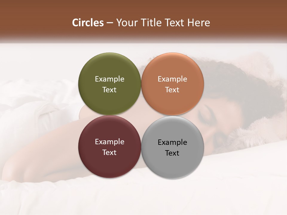 A Woman Laying In Bed With Her Head On Her Pillow PowerPoint Template