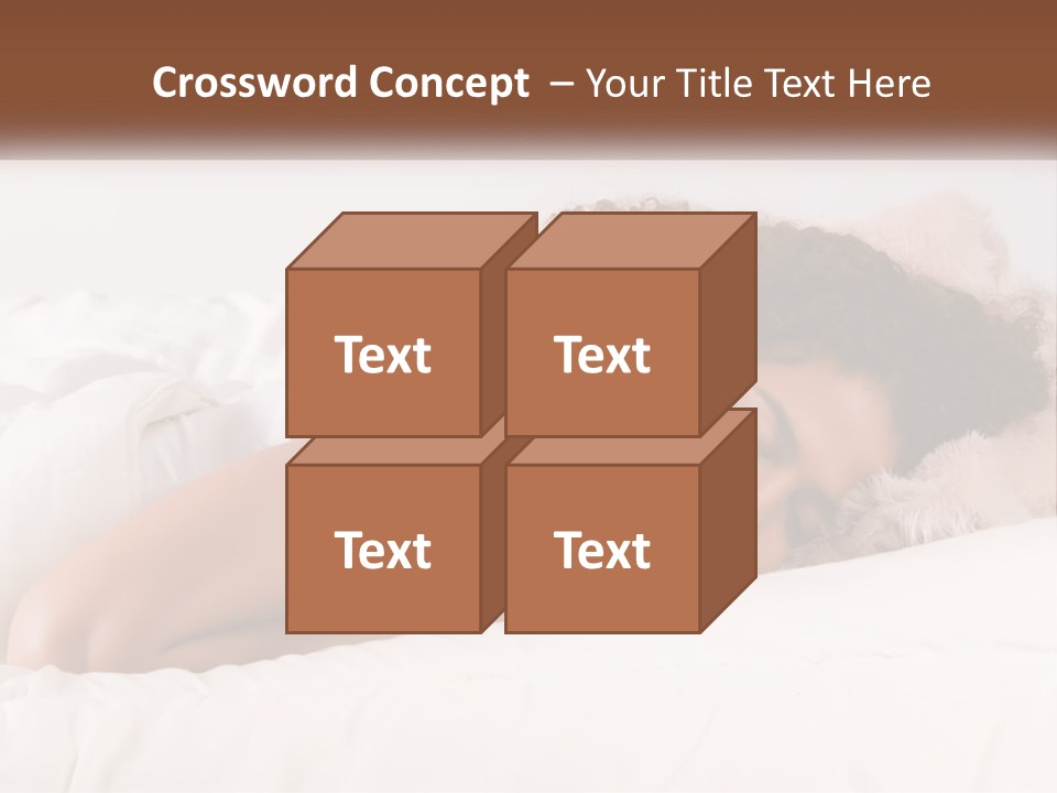 A Woman Laying In Bed With Her Head On Her Pillow PowerPoint Template