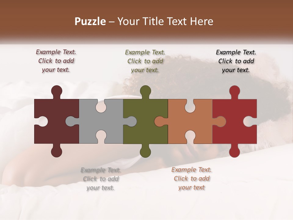 A Woman Laying In Bed With Her Head On Her Pillow PowerPoint Template