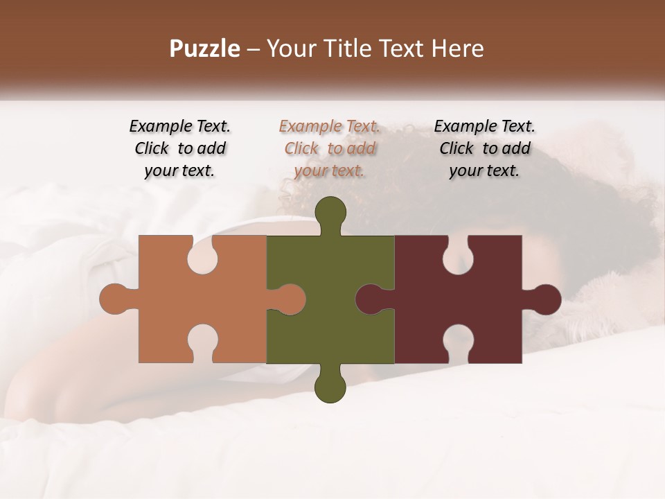 A Woman Laying In Bed With Her Head On Her Pillow PowerPoint Template