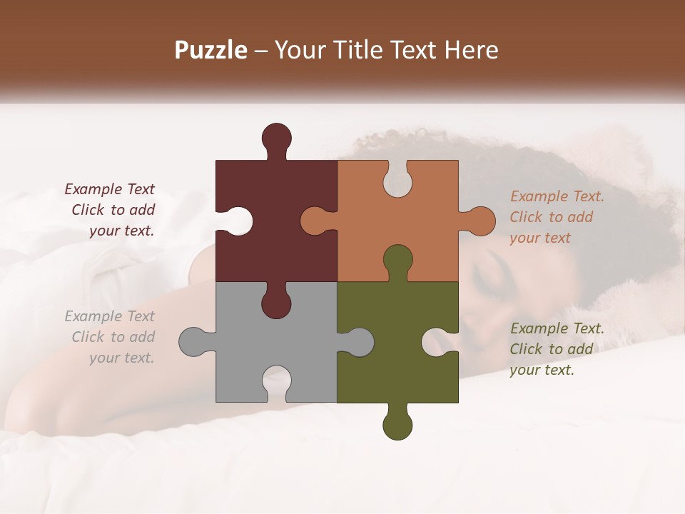 A Woman Laying In Bed With Her Head On Her Pillow PowerPoint Template