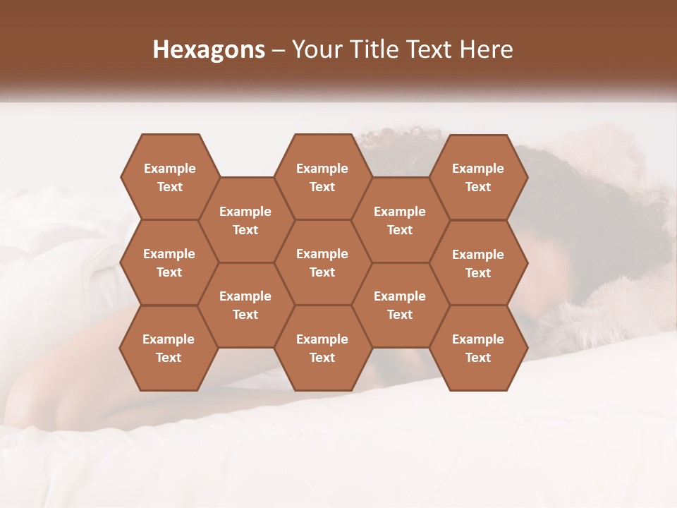 A Woman Laying In Bed With Her Head On Her Pillow PowerPoint Template