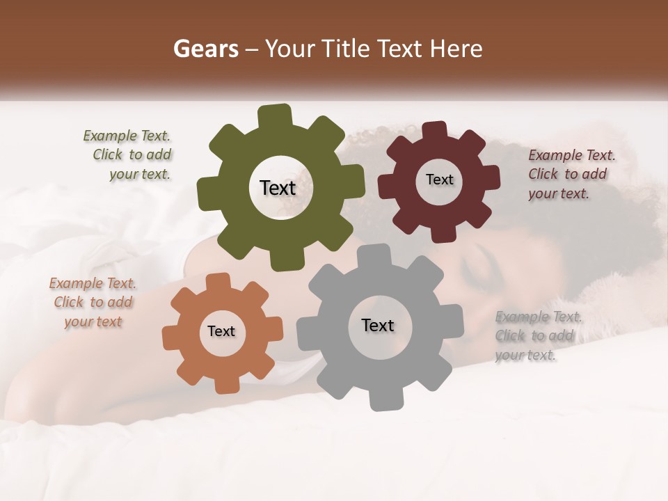 A Woman Laying In Bed With Her Head On Her Pillow PowerPoint Template