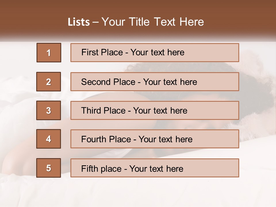 A Woman Laying In Bed With Her Head On Her Pillow PowerPoint Template