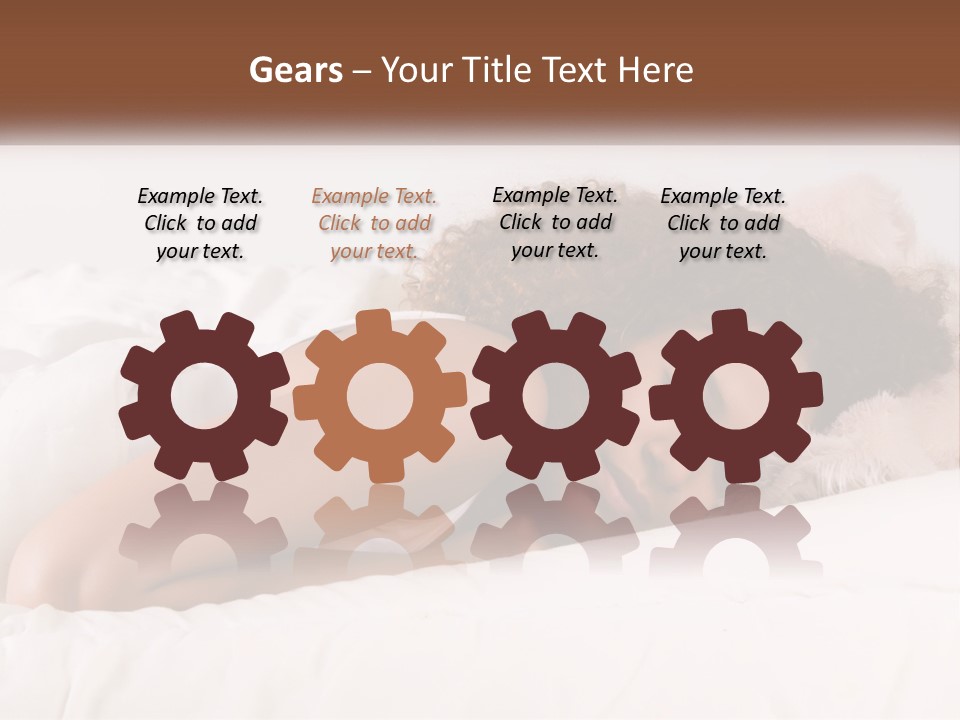 A Woman Laying In Bed With Her Head On Her Pillow PowerPoint Template