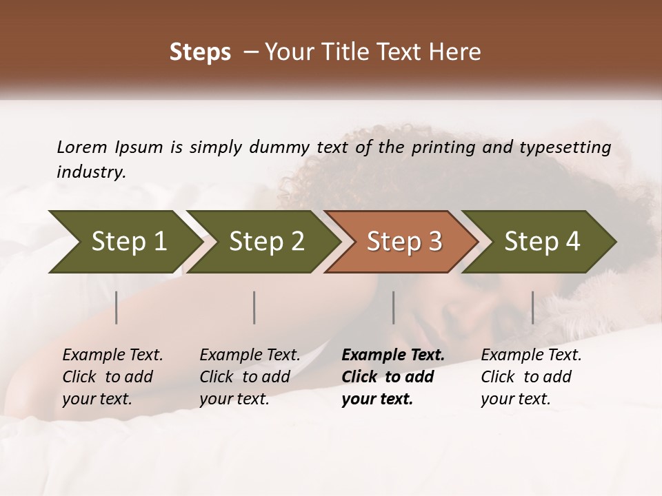 A Woman Laying In Bed With Her Head On Her Pillow PowerPoint Template