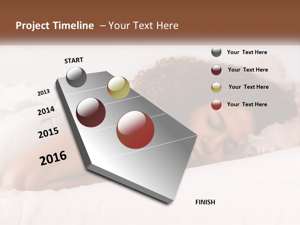 A Woman Laying In Bed With Her Head On Her Pillow PowerPoint Template